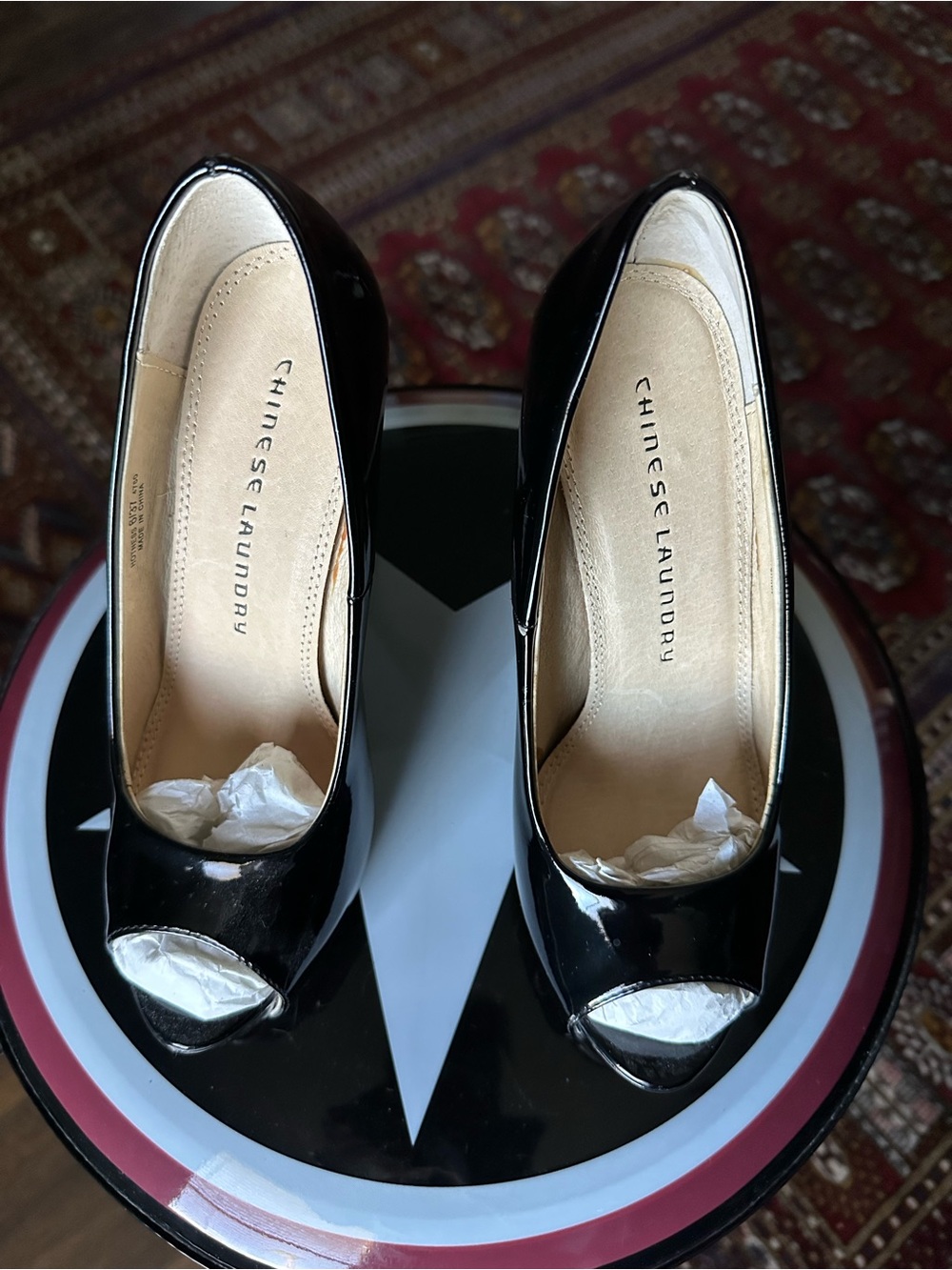 Chinese Laundry Hotness Black Patent Peep-Toe Pumps